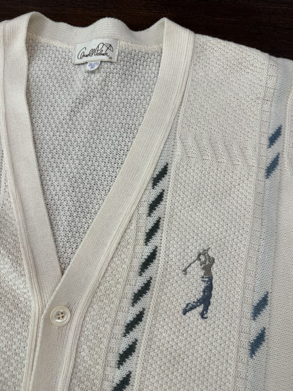 Vintage Arnold Palmer Golf Cardigan Sweater Mens 2XL Canada Retro Tee Time